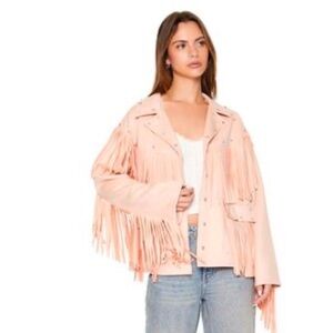 Forever 21 Jacket Women Faux Surde Plush Pink Size Small New